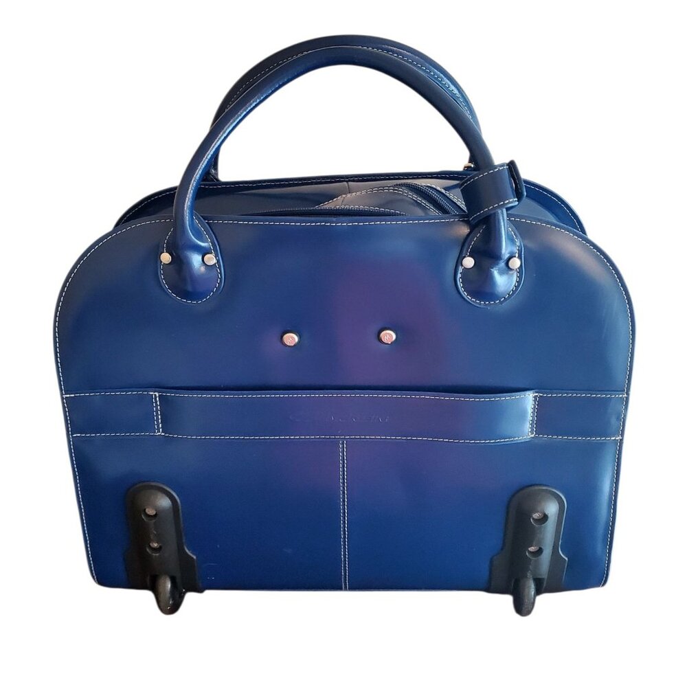 McKlein Blue Edgebrook Leather Wheeled Laptop Briefcase - Picture 3 of 10